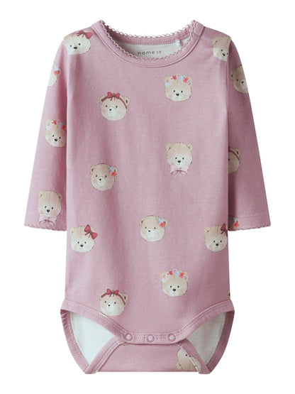 Body Långärmad Nallar Rice Rosa