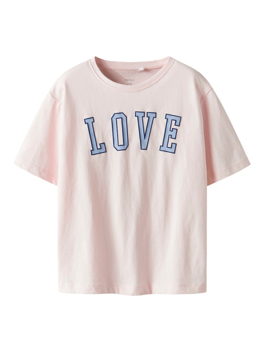 Kortärmad Topp Rinda Love Rosa