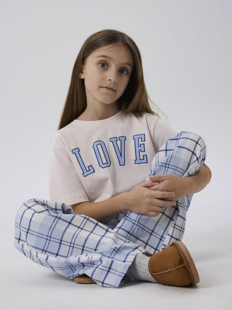 Kortärmad Topp Rinda Love Rosa