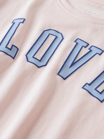 Kortärmad Topp Rinda Love Rosa