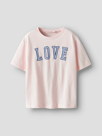 Kortärmad Topp Rinda Love Rosa