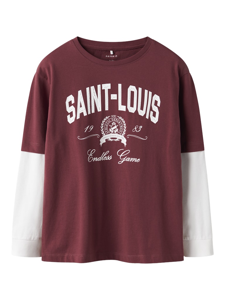 Långärmad Topp 2-i-1 Robin Vinröd