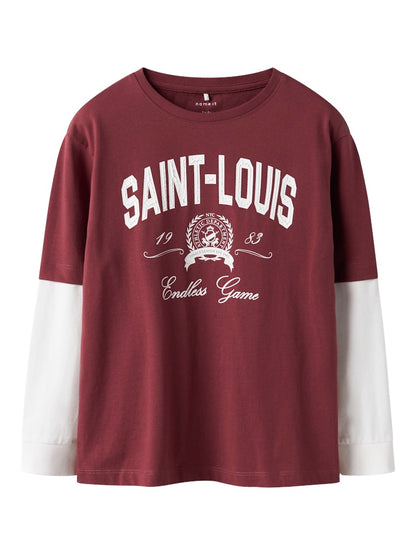 Långärmad Topp 2-i-1 Robin Vinröd