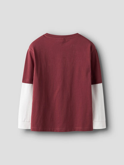 Långärmad Topp 2-i-1 Robin Vinröd