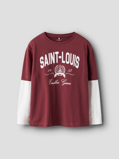 Långärmad Topp 2-i-1 Robin Vinröd