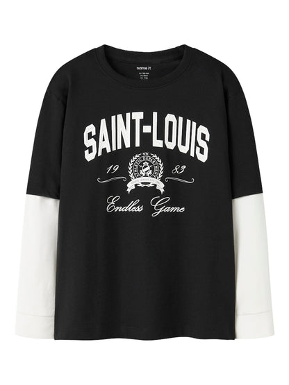 Långärmad Topp 2-i-1 Robin Svart