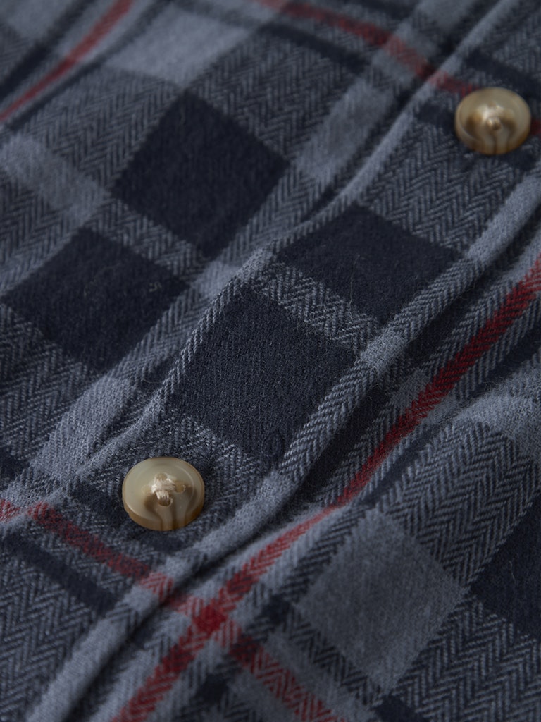 Overshirt Russel Flanell Huva Rutig Blå