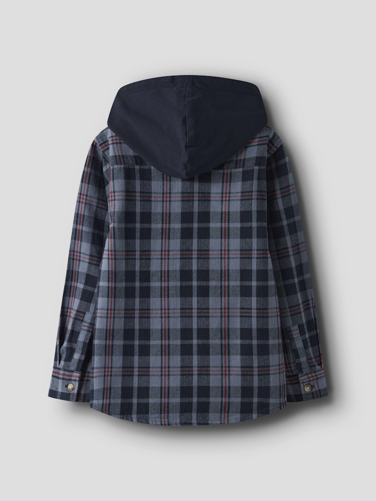Overshirt Russel Flanell Huva Rutig Blå