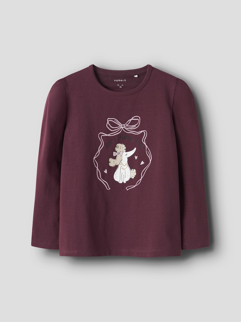 Långärmad Topp Roginaja Hund Vinröd