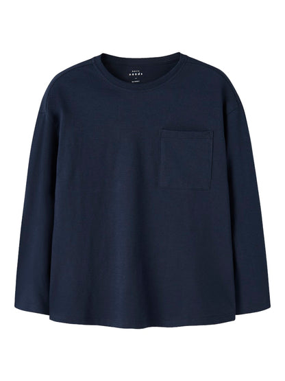 Långärmad Topp Vebbe Enfärgad Blå