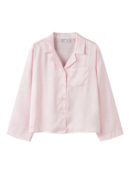 Glansig Pyjamasskjorta Ruth Rosetter Rosa/Vit