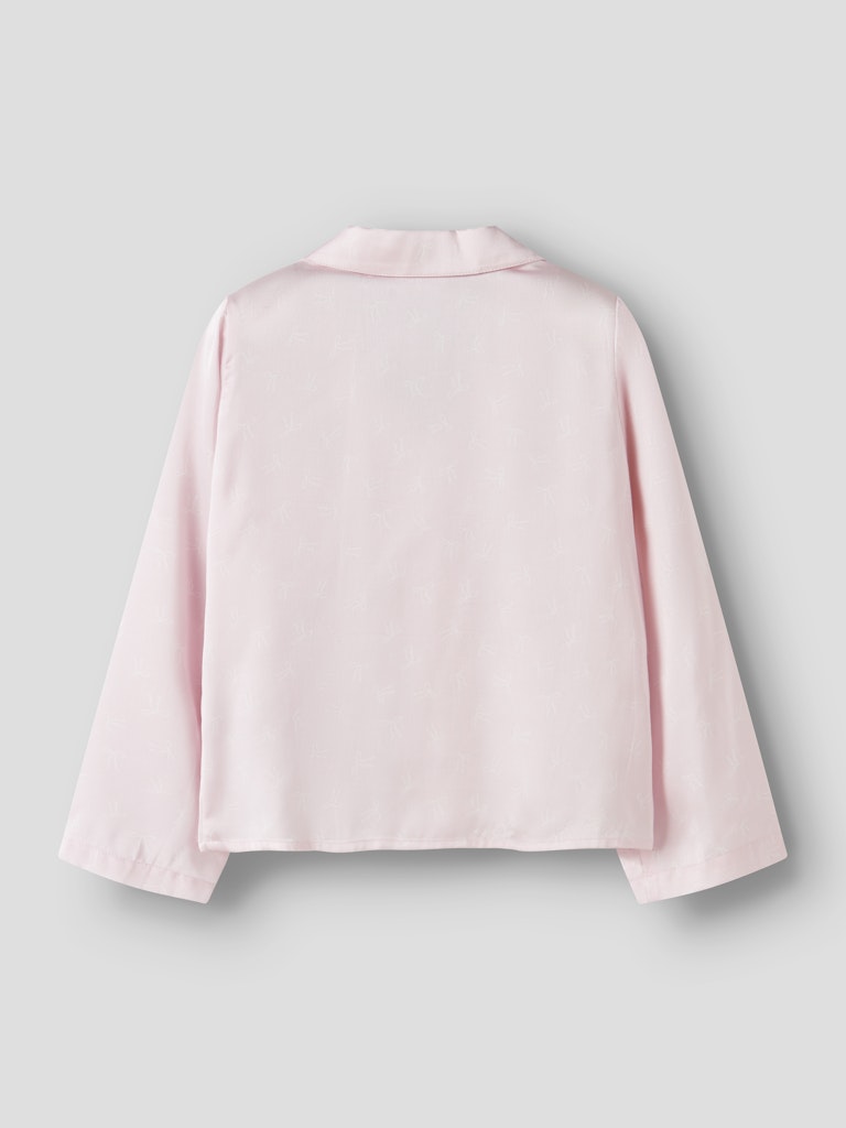 Glansig Pyjamasskjorta Ruth Rosetter Rosa/Vit