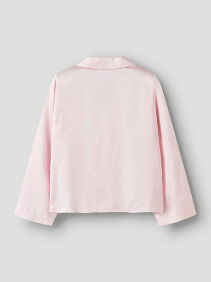 Glansig Pyjamasskjorta Ruth Rosetter Rosa/Vit