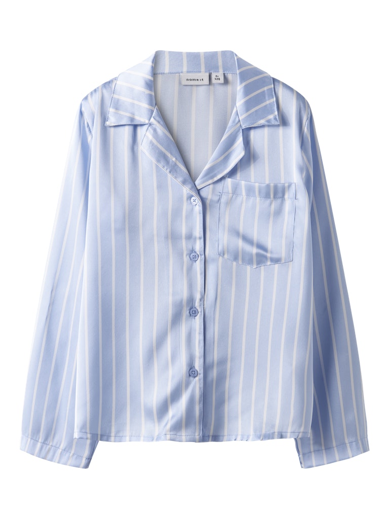 Glansig Pyjamasskjorta Ruth Randig Blå/Vit