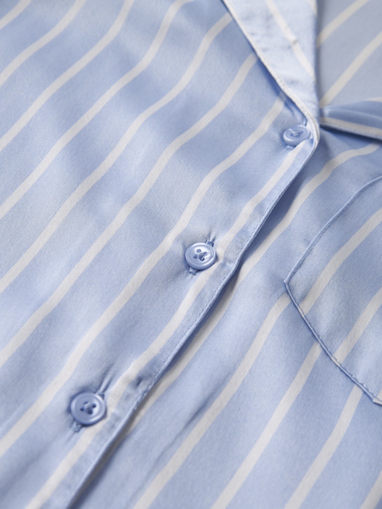 Glansig Pyjamasskjorta Ruth Randig Blå/Vit