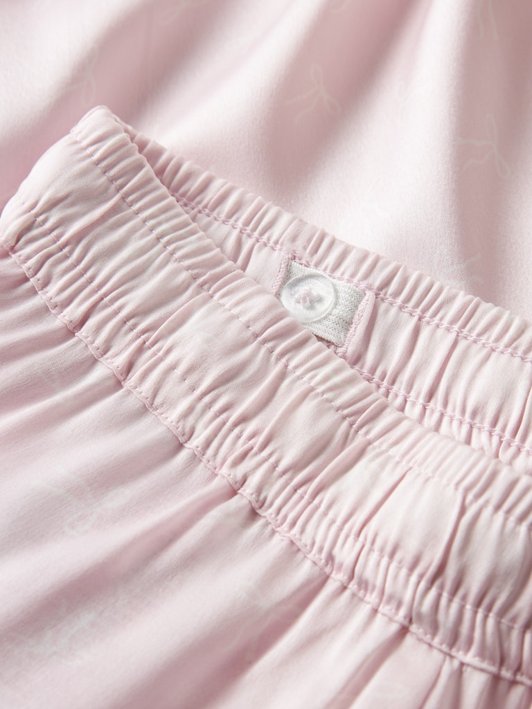 Glansig Pyjamasbyxa Ruth Rosetter Rosa/Vit