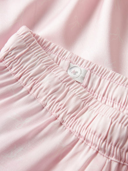 Glansig Pyjamasbyxa Ruth Rosetter Rosa/Vit
