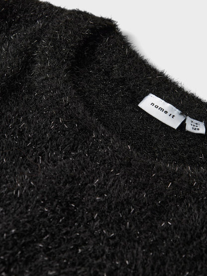 Stickad Topp Rifla 3/4 Ärm Svart