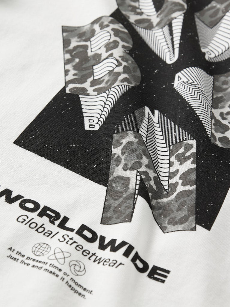 T-shirt Ron Grafiskt Tryck Vit