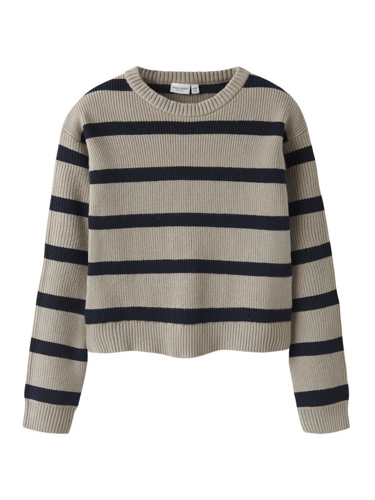 Stickad Tröja Vnilla Randig Beige/Svart