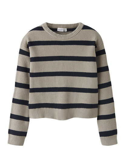 Stickad Tröja Vnilla Randig Beige/Svart