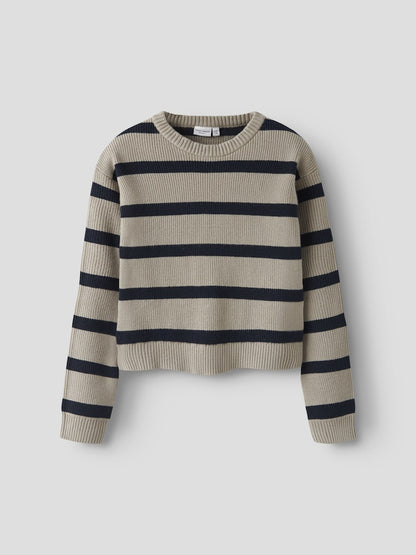 Stickad Tröja Vnilla Randig Beige/Svart