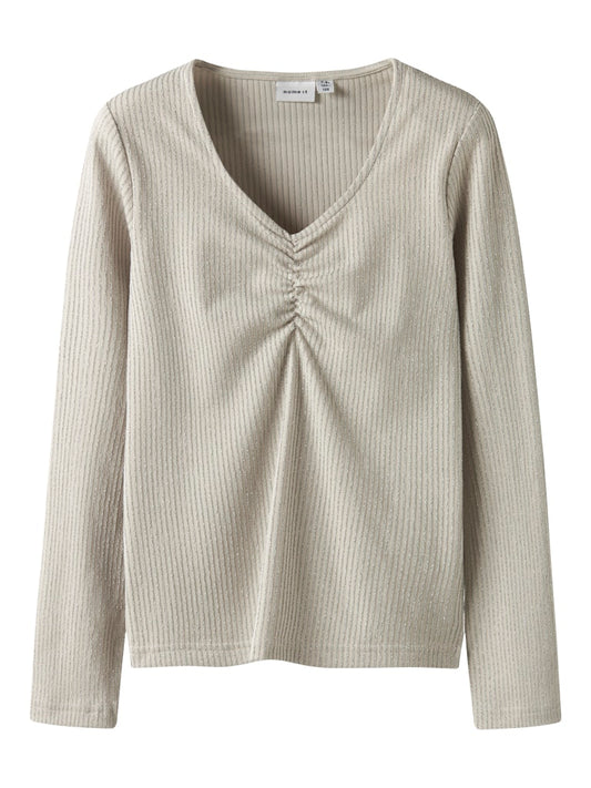 Långärmad Topp Glitter Sabi Beige/Silver