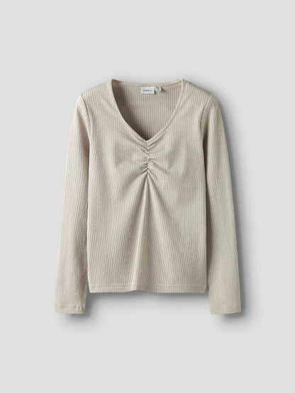 Långärmad Topp Glitter Sabi Beige/Silver