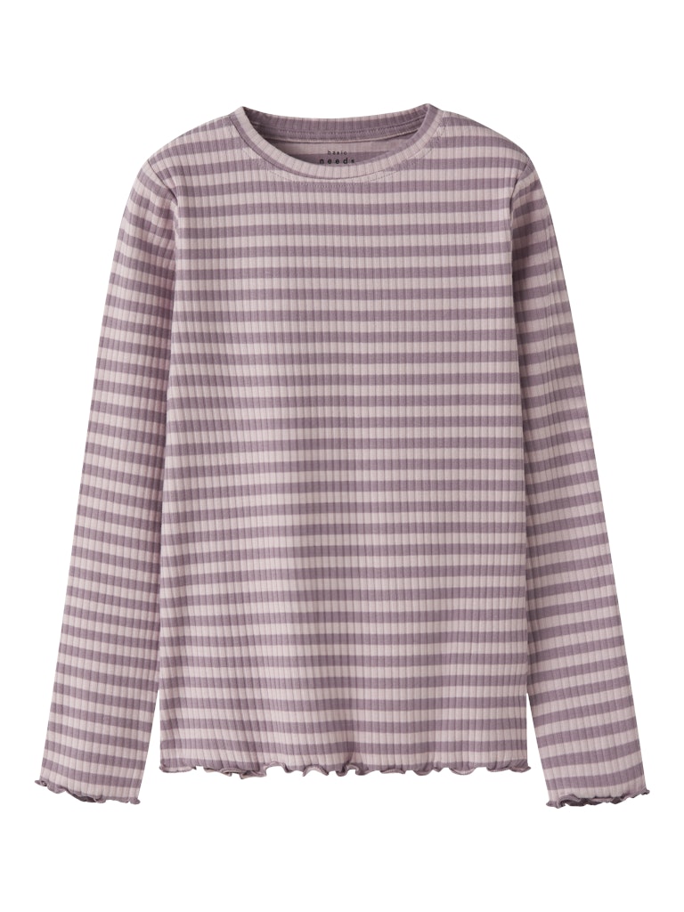 Långärmad Topp Ribbad Randig Vemma Rosa/Rosa