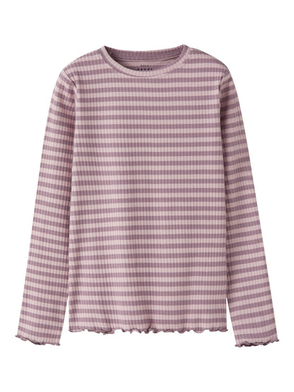 Långärmad Topp Ribbad Randig Vemma Rosa/Rosa