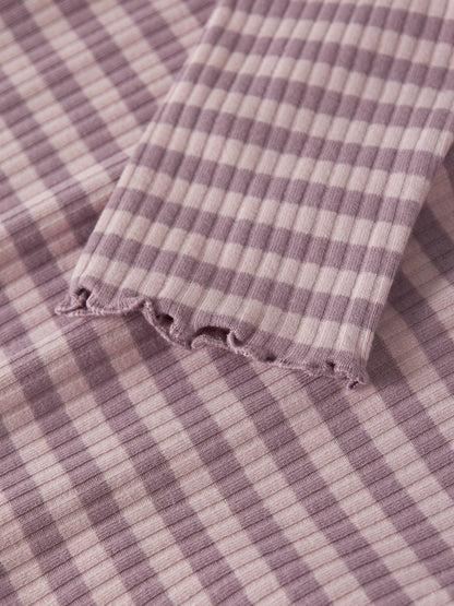 Långärmad Topp Ribbad Randig Vemma Rosa/Rosa