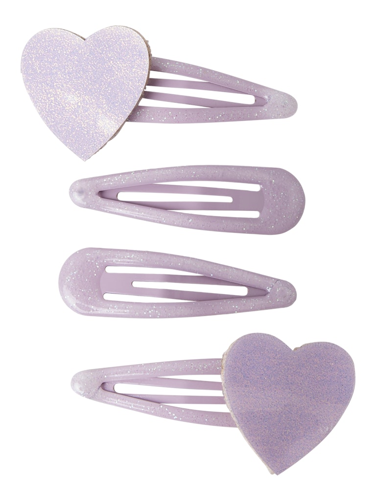 Hårspännen 4-pack Hjärta Glitter Rosa