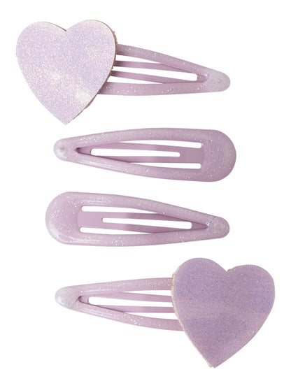 Hårspännen 4-pack Hjärta Glitter Rosa