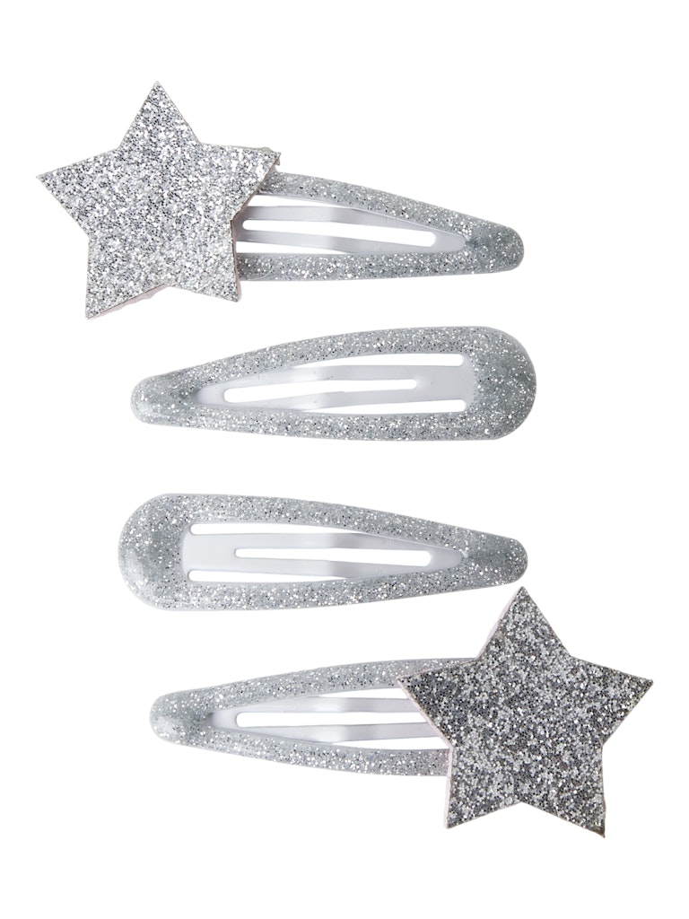 Hårspännen 4-pack Stjärna Glitter Silver