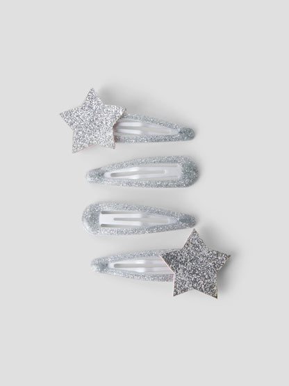 Hårspännen 4-pack Stjärna Glitter Silver