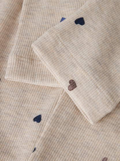 Leggings Nutti Ribbade Hjärtan Beige