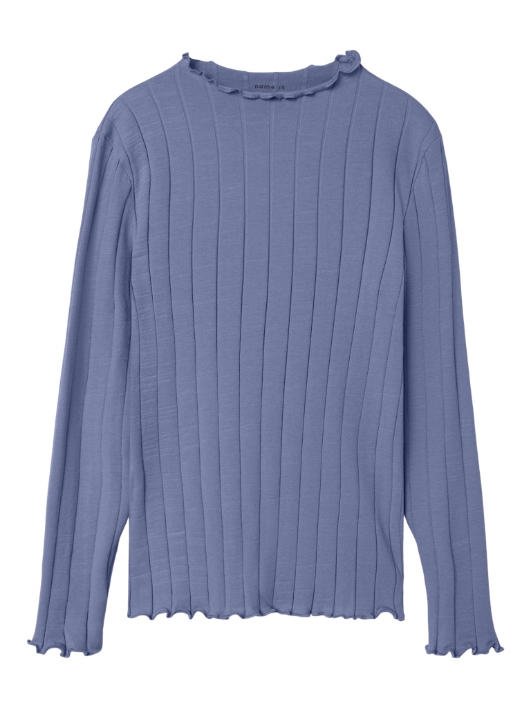 Långärmad Topp Ribbad Enfärgad Noline Blå
