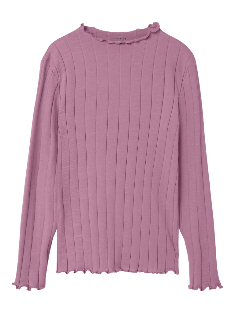Långärmad Topp Ribbad Enfärgad Noline Rosa