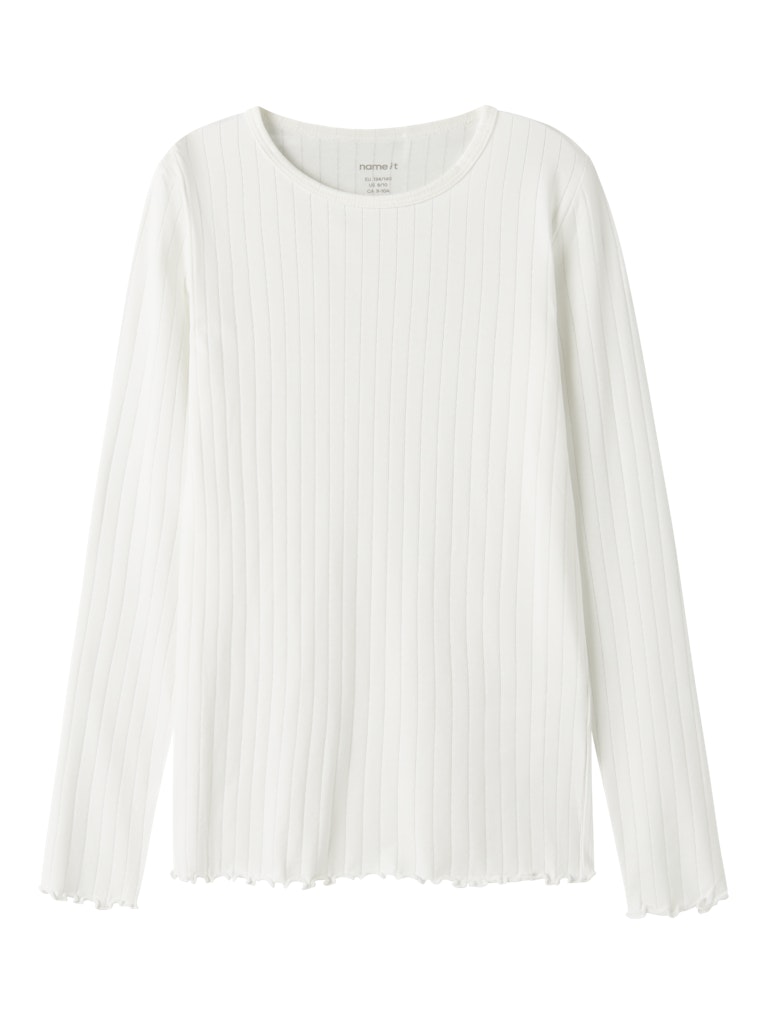 Långärmad Topp Ribbad Enfärgad Vibse Vit