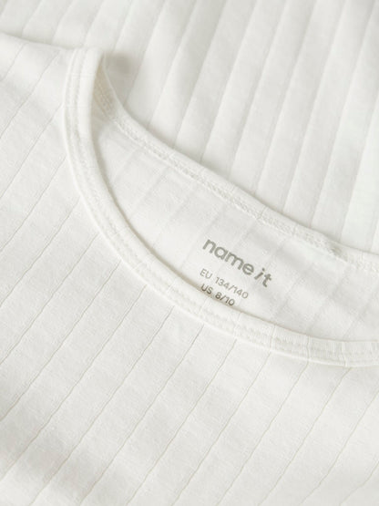 Långärmad Topp Ribbad Enfärgad Vibse Vit