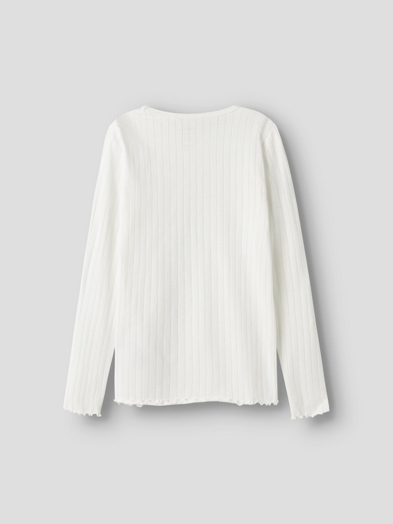 Långärmad Topp Ribbad Enfärgad Vibse Vit