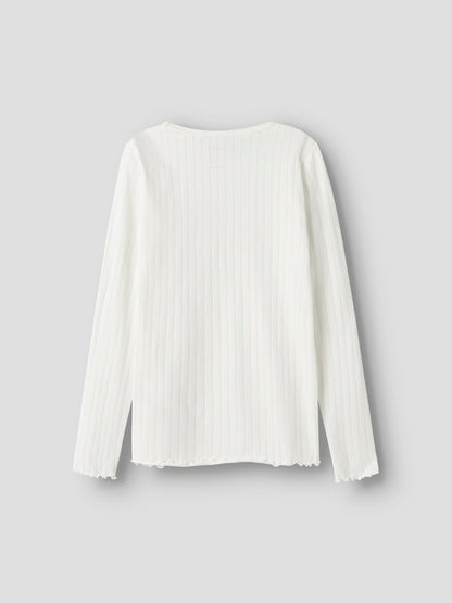Långärmad Topp Ribbad Enfärgad Vibse Vit