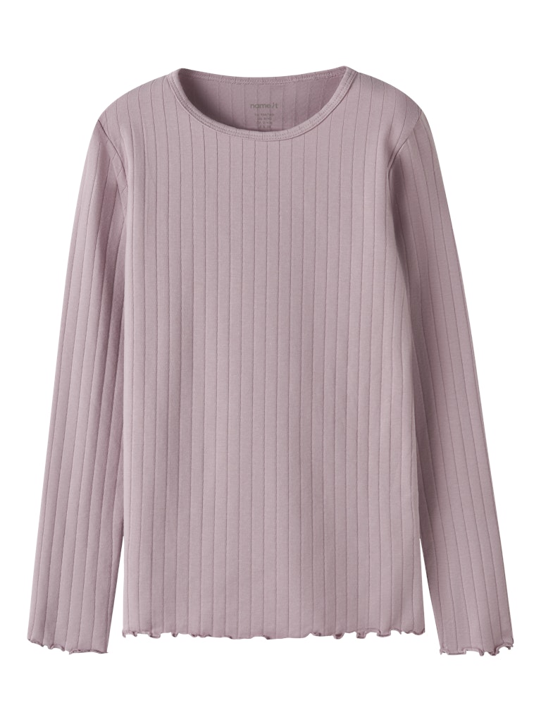 Långärmad Topp Ribbad Enfärgad Vibse Rosa