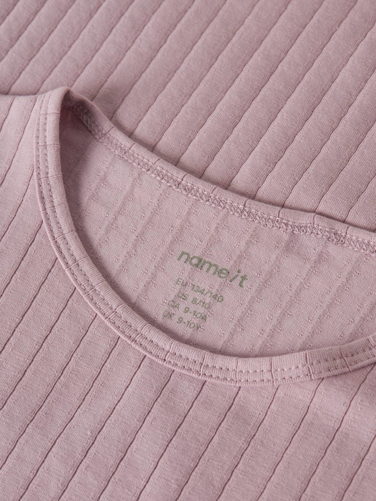 Långärmad Topp Ribbad Enfärgad Vibse Rosa