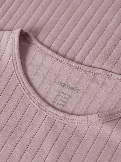 Långärmad Topp Ribbad Enfärgad Vibse Rosa