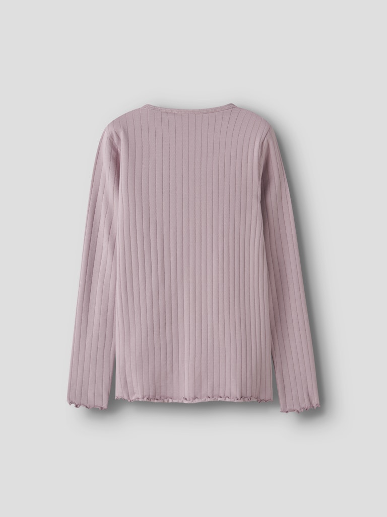 Långärmad Topp Ribbad Enfärgad Vibse Rosa