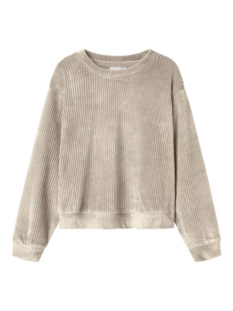 Tröja Veloa Ribbad Velour Beige