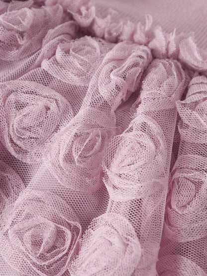 Tyllklänning Sykia Enfärgad Blommor Rosa