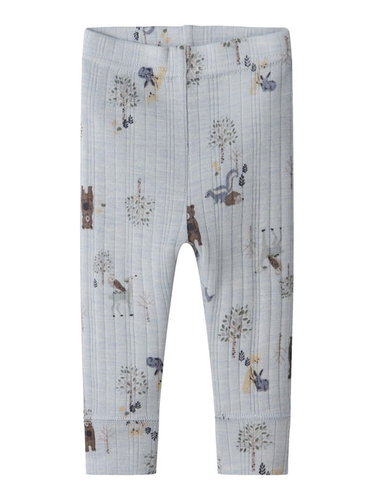 Leggings Merinoull Wang NB Mönster Skogsdjur Ljusblå