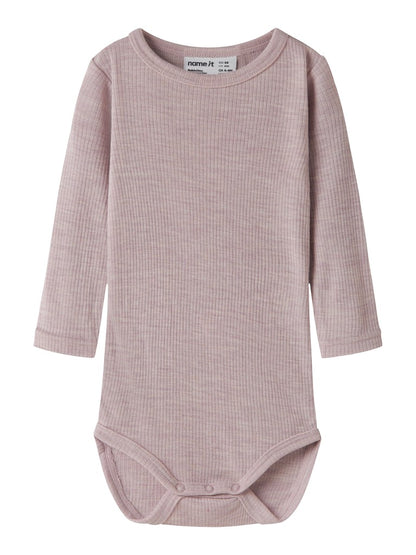 Body Merinoull Wax NB Ribbad Enfärgad Rosa